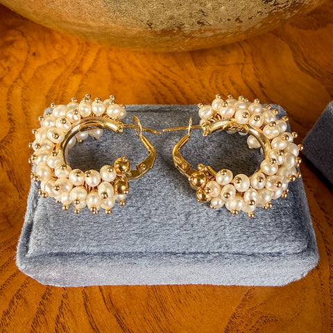 Vintage Pearl Hoop Earrings sold by Doyle and Doyle an antique and vintage jewelry boutique