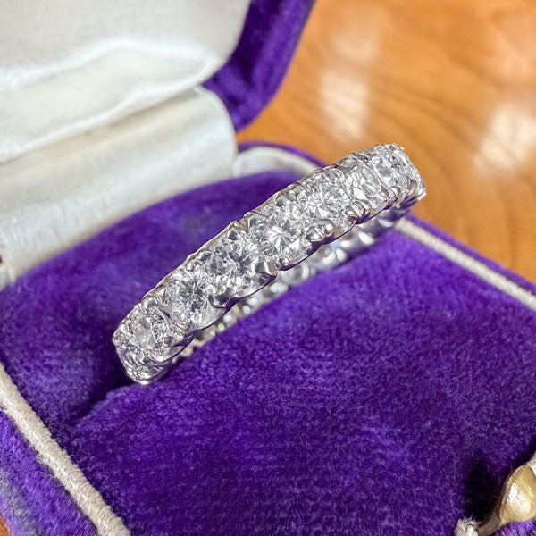 Vintage Diamond Eternity Band: 2.75ctw. Size 9 1/4 sold by Doyle and Doyle an antique and vintage jewelry boutique