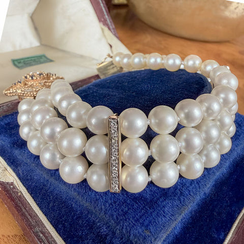 Vintage Double Strand Pearl Bracelet sold by Doyle and Doyle an antique and vintage jewelry boutique