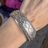 Vintage Silver Navajo W. Tahe Cuff Bracelet, sold by Doyle & Doyle an antique and vintage jewelry boutique