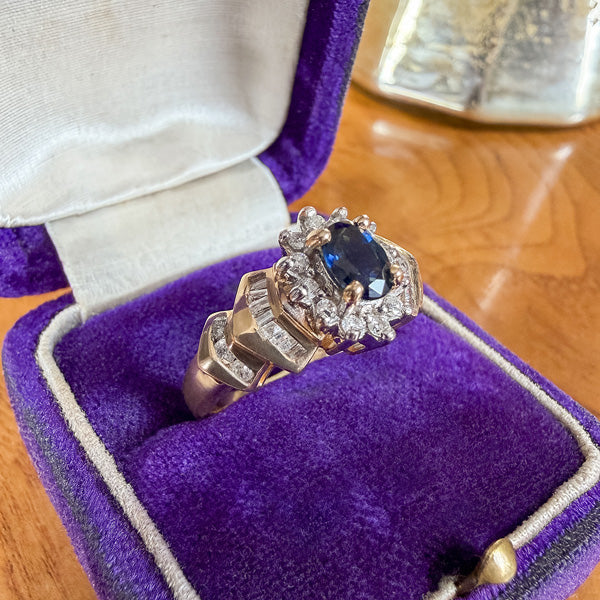 Vintage Sapphire & Diamond Ring sold by Doyle and Doyle an antique and vintage jewelry boutique
