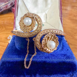 Vintage Gold Pearl & Shell Crossover Bracelet, sold by Doyle & Doyle antique and vintage jewelry boutique