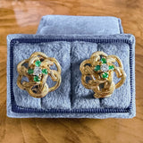 Vintage Diamond & Emerald Knot Earrings, sold by Doyle & Doyle antique and vintage jewelry boutique