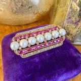 Victorian Pearl, Ruby & Diamond Pin sold by Doyle and Doyle an antique and vintage jewelry boutique