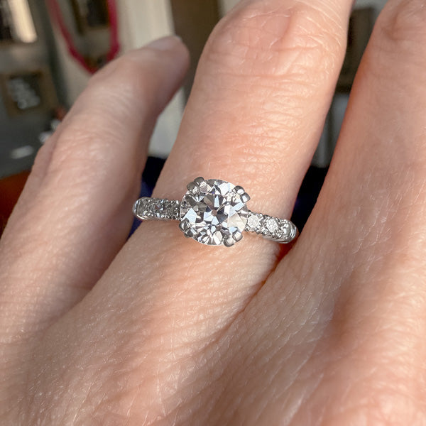 Vintage Engagement Ring, Old Euro 0.94ct. sold by Doyle and Doyle an antique and vintage jewelry boutique