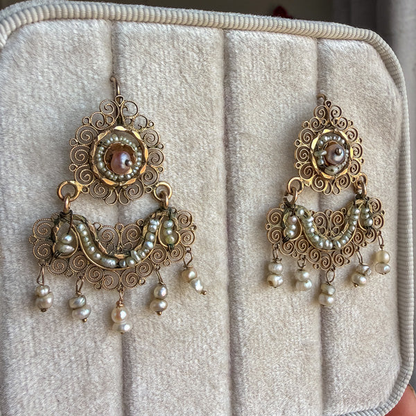 Antique Georgian Pearl Earrings, sold by Doyle & Doyle an antique and vintage jewelry boutique