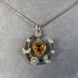 Antique Victorian Citrine Heart Crescent Pendant, sold by Doyle & Doyle an antique and vintage jewelry boutique