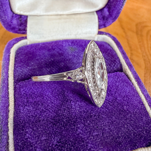 Art Deco Marquise Diamond Ring sold by Doyle and Doyle an antique and vintage jewelry boutique