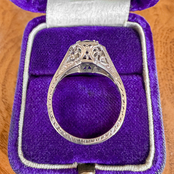 Vintage Filigree Sapphire Ring, 1.79ct. sold by Doyle and Doyle an antique and vintage jewelry boutique