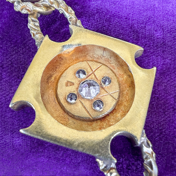 Antique Diamond Plaque & Chased Link Bracelet sold by Doyle and Doyle an antique and vintage jewelry boutique