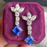 Vintage Diamond & Sapphire Drop Earrings, sold by Doyle & Doyle antique and vintage jewelry boutique