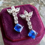 Vintage Diamond & Sapphire Drop Earrings, sold by Doyle & Doyle antique and vintage jewelry boutique