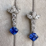 Vintage Diamond & Sapphire Drop Earrings, sold by Doyle & Doyle antique and vintage jewelry boutique