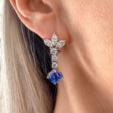Vintage Diamond & Sapphire Drop Earrings, sold by Doyle & Doyle antique and vintage jewelry boutique