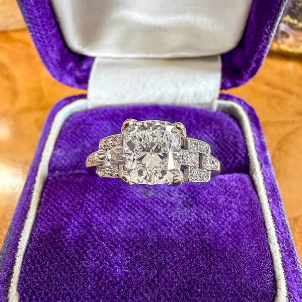 Art Deco Engagement Ring, Cushion 1.50ct sold by Doyle and Doyle an antique and vintage jewelry boutique