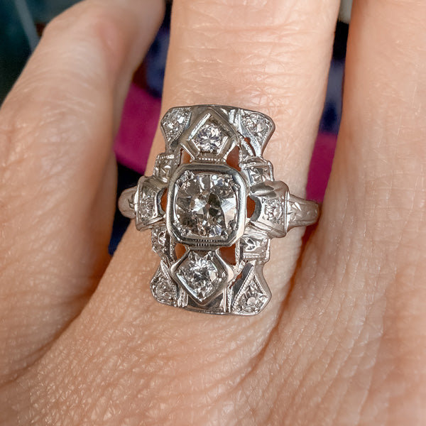 Art Deco Diamond Dinner Ring sold by Doyle and Doyle an antique and vintage jewelry boutique