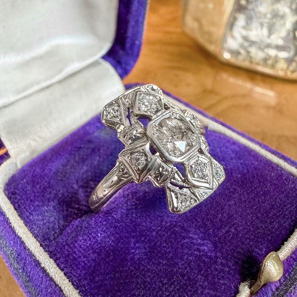 Art Deco Diamond Dinner Ring sold by Doyle and Doyle an antique and vintage jewelry boutique