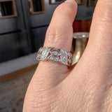 Vintage Wide Patterned Diamond Eternity Band sold by Doyle and Doyle an antique and vintage jewelry boutique