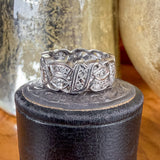 Vintage Wide Patterned Diamond Eternity Band sold by Doyle and Doyle an antique and vintage jewelry boutique