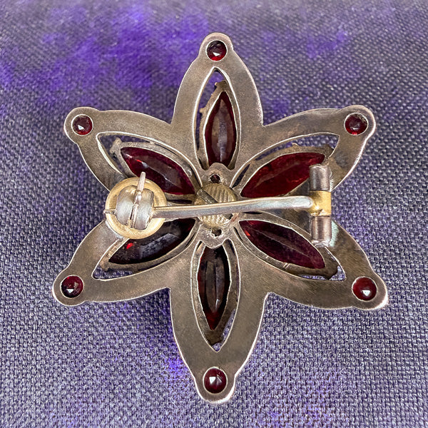 Vintage Bohemian Garnet Star Brooch, sold by Doyle & Doyle antique and vintage jewelry boutique