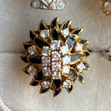 Vintage Diamond and Black Enamel Cluster Ring, sold by Doyle & Doyle antique and vintage jewelry boutique