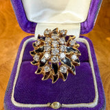 Vintage Diamond and Black Enamel Cluster Ring, sold by Doyle & Doyle antique and vintage jewelry boutique