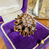 Vintage Diamond and Black Enamel Cluster Ring, sold by Doyle & Doyle antique and vintage jewelry boutique