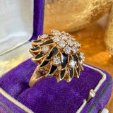 Vintage Diamond and Black Enamel Cluster Ring, sold by Doyle & Doyle antique and vintage jewelry boutique