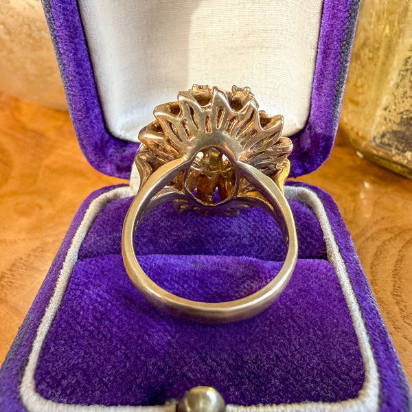Vintage Diamond and Black Enamel Cluster Ring, sold by Doyle & Doyle antique and vintage jewelry boutique
