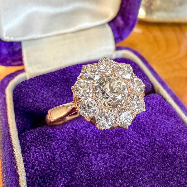 Antique Old European cut Cluster Ring, 0.70ct. sold by Doyle and Doyle an antique and vintage jewelry boutique