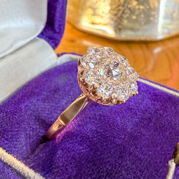Antique Old European cut Cluster Ring, 0.70ct. sold by Doyle and Doyle an antique and vintage jewelry boutique