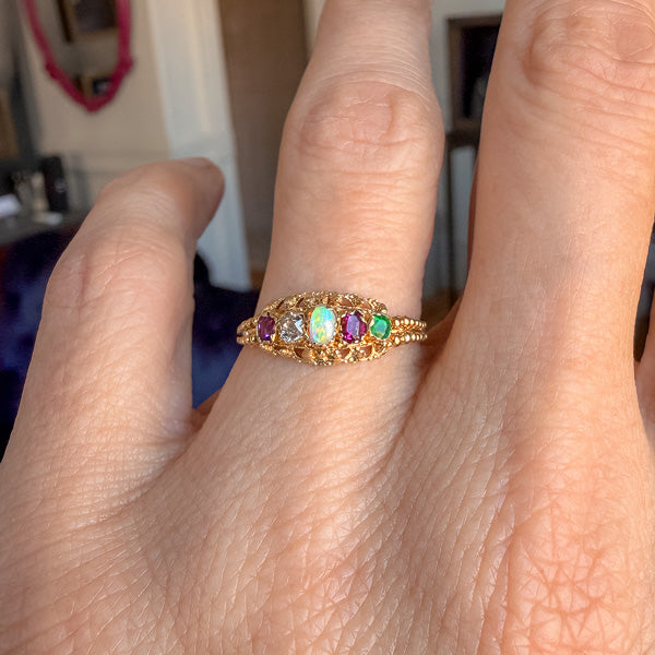 Georgian Acrostic "ADORE" Ring sold by Doyle and Doyle an antique and vintage jewelry boutique