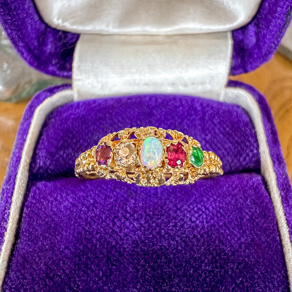Georgian Acrostic "ADORE" Ring sold by Doyle and Doyle an antique and vintage jewelry boutique