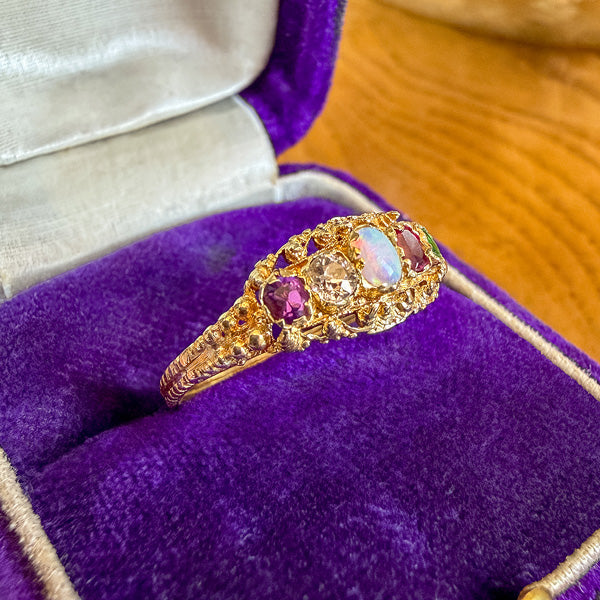 Georgian Acrostic "ADORE" Ring sold by Doyle and Doyle an antique and vintage jewelry boutique