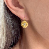 Victorian Diamond Gold Disk Earrings, sold by Doyle & Doyle antique and vintage jewelry boutique