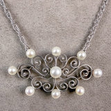 Vintage Pearl Scrolling Plaque Necklace, sold by Doyle & Doyle antique and vintage jewelry boutique