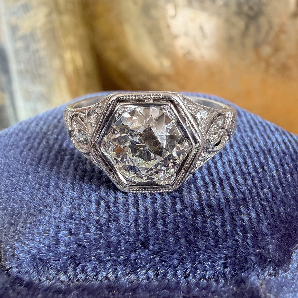 Art Deco Diamond Engagement Ring, Old Euro 1.08ct. sold by Doyle and Doyle an antique and vintage jewelry boutique