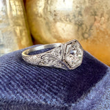 Art Deco Diamond Engagement Ring, Old Euro 1.08ct. sold by Doyle and Doyle an antique and vintage jewelry boutique