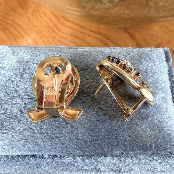 Retro 1940s Diamond & Sapphire Earrings, sold by Doyle & Doyle antique and vintage jewelry boutique