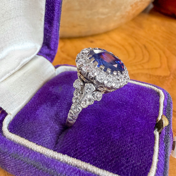 Antique Sapphire & Diamond Ring, 3.50ct. sold by Doyle and Doyle an antique and vintage jewelry boutique