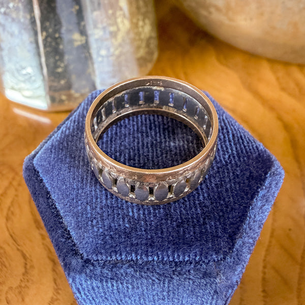 Vintage Patterned Two-toned Wedding Band Ring sold by Doyle and Doyle an antique and vintage jewelry boutique