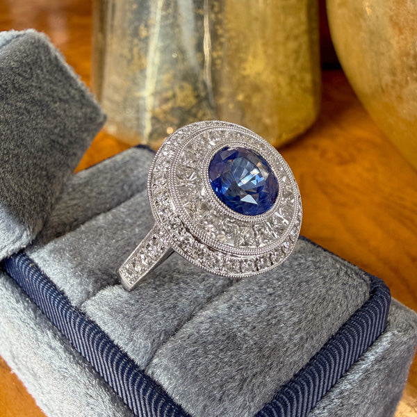 Estate Ceylon Sapphire and diamond ring, sold by Doyle & Doyle antique and vintage jewelry boutique