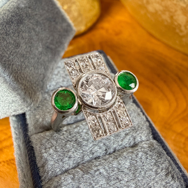Art Deco Diamond and Emerald Ring, sold by Doyle & Doyle antique and vintage jewelry boutique