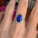 Vintage Cushion Cut Sapphire snd Diamond Ring, sold by Doyle & Doyle antique and vintage jewelry boutique