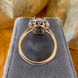 Vintage Cushion Cut Sapphire snd Diamond Ring, sold by Doyle & Doyle antique and vintage jewelry boutique