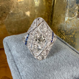 Art Deco Diamond and Sapphire Dinner Ring, sold by Doyle & Doyle antique and vintage jewelry boutique