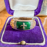 Vintage Green Enamel Diamond Ring sold by Doyle and Doyle an antique and vintage jewelry boutique