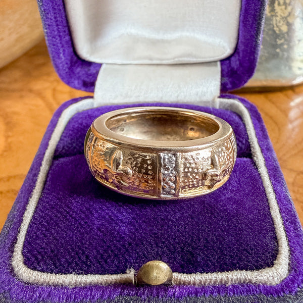 Vintage Green Enamel Diamond Ring sold by Doyle and Doyle an antique and vintage jewelry boutique