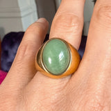 Vintage Jade Cabochon Ring in yellow gold, sold by Doyle & Doyle antique and vintage jewelry boutique