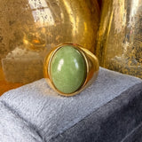 Vintage Jade Cabochon Ring in yellow gold, sold by Doyle & Doyle antique and vintage jewelry boutique